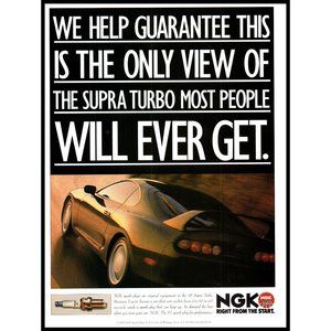 1995 Toyota Supra Sports Car NGK Spark Plugs Vintage Print Ad Taillights Art